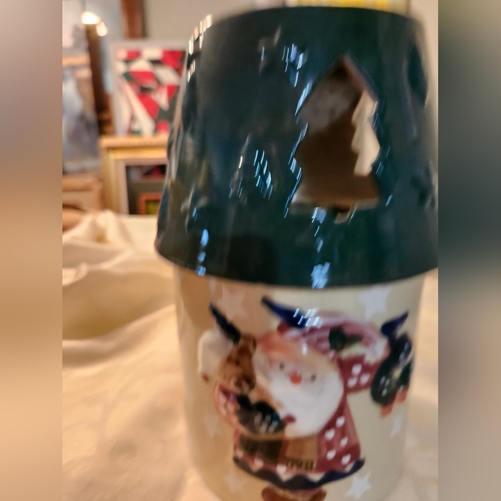 Festive Santa  Candle Holder